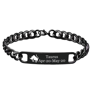 Pulsera <span class=keywords><strong>de</strong></span> Barra Grabable Personalizada <span class=keywords><strong>de</strong></span> Moda, Chapada en Oro <span class=keywords><strong>de</strong></span> 18K, Cadena <span class=keywords><strong>de</strong></span> Eslabones <span class=keywords><strong>de</strong></span> Acero Inoxidable, Pulsera <span class=keywords><strong>de</strong></span> los 12 Signos del Zodíaco para Hombre, Regalo <span class=keywords><strong>de</strong></span> Joyería - Product Image 5