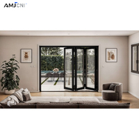 Portes patio pliantes modernes en aluminium AMJ NFRC, larges ouvertures, portes pliantes en verre pour une vie intérieure-extérieure sans obstacle