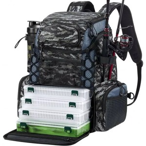 Free sample Fishing Tackle <b>Backpack</b> with 4 Trays, Large Outdoor Storage Tackle Bag with Protective <b>Rain</b> <b>Cover</b> <b>for</b> Fishing - Product Image 3
