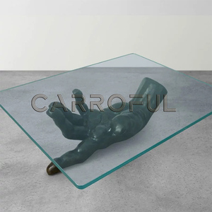 Hiện Đại Ý Điêu Khắc Cho Mèo Hình Dạng Bàn Trà Thiết Kế Cá Bàn Cà Phê Leopard Với Kính Hàng Đầu Tay Mô Hình Bàn Cạnh Giường Ngủ - Product Image 2