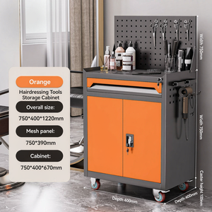 Carrito de Peluquería Móvil con Cajones y Gabinete con Cerradura, Carrito Rodante para Almacenamiento de Herramientas de Peluquería con Panel Perforado para Tintes de Cabello - Product Image 5