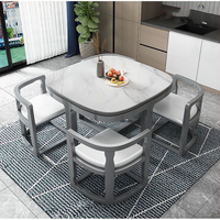 Ensemble de table et chaises de salle à manger carrées en marbre et bois massif, design moderne et luxueux, 4 places, meubles de salle à manger et de cuisine, design gain de place