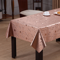 Nappe en PVC marron géométrique RNPT avec support tissé, imperméable, facile à nettoyer, revêtement métallique pour table à manger
