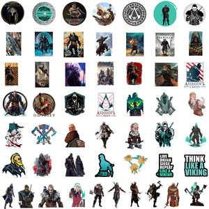 50 pièces jeu Assassin's <span class=keywords><strong>Creed</strong></span> Graffiti autocollants décoratifs étiquette pour bagages ordinateur portable guitare Scrapbook planche à roulettes autocollant étanche - Product Image 5