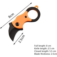 Opvouwbaar Hawkbill-gereedschap met aangepast logo, compact sleutelhangerhanger, roestvrij staal, snijgereedschap voor Amazon retailers, groothandelslevering