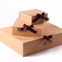 Logo personnalisé imprimé de luxe Kraft fête doux mariage boîte-cadeau chocolat bonbons boîte d'emballage avec ruban