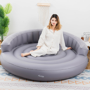 Sofá cama inflable doble, colchón de aire plegable suave para uso en interiores y exteriores - Product Image 1