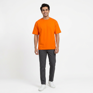 Meilleure vente grande taille pour hommes 190g T-shirt à col rond en coton T-shirt uni unisexe avec logo personnalisé et couleur unie pour hommes - Product Image 1