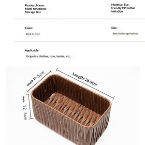 Boîte de rangement en PP de style pastoral pour masques cosmétiques, panier de rangement pour collations et articles divers pour table basse, populaire, fait main, tressé, <span class=keywords><strong>Qing</strong></span> <span class=keywords><strong>Mu</strong></span> - Product Image 6