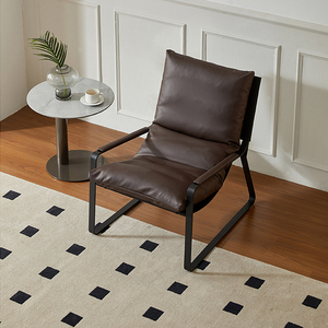 Fauteuil de salon pivotant en cuir moderne italien, fauteuil de bureau de luxe à une place avec base en acier inoxydable, usage commercial - Product Image 4