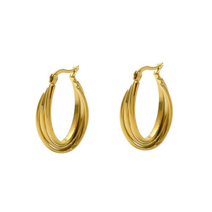 Hoop Earrings Gold Geometric Shape Stainless Steel For Women - Product Image 5