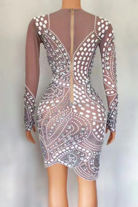 NOVANCE Y2524 2023 Produits Robe de demoiselle d'honneur courte à paillettes et cristaux, bord inférieur irrégulier, robe de cérémonie pour <span class=keywords><strong>mariage</strong></span> - Product Image 5