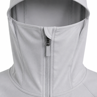 Veste de protection solaire intégrale personnalisée pour femme, à capuche, col montant, avec trous pour les pouces, UPF, respirante, légère et ajustée