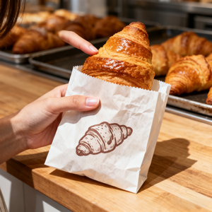 Sacs d'emballage en papier blanc anti-graisse personnalisés de qualité alimentaire Bandes en papier pour biscuits Hamburger Croissant Pain - Product Image 5