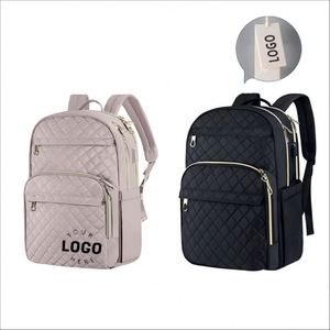 Sac à dos pour ordinateur portable personnalisé de 17 pouces pour femmes et hommes, sac de travail tendance, grande capacité, imperméable avec port USB, sacs à dos - Product Image 1