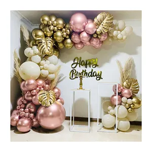 Rose Gold Balloon Arch Kit Chrome Gold Balloons Garland for Baby Bridal Shower Wedding Grad Anniversary Birthday Party Supplies