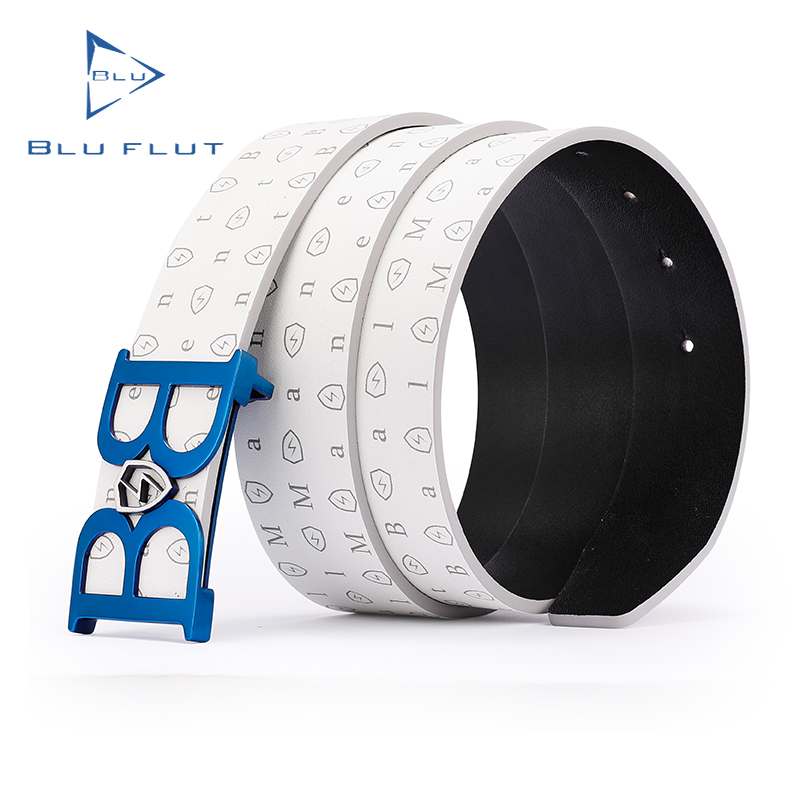 Whitebelt Blu Flut Custom Design Belt Buckle Stainless Steel BeltBuckle Cowhide Belt Custom Belts