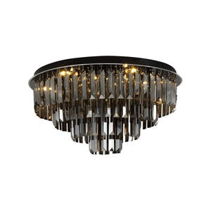 Nouveauté Zèle Éclairage lustre en cristal montage encastré moderne noir or k9 cristal led plafonnier rond - Product Image 5