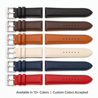 Bracelet de montre en cuir tendance, vente directe d'usine, bracelet de montre en cuir noir 18 mm, bracelet de montre en cuir de vachette véritable