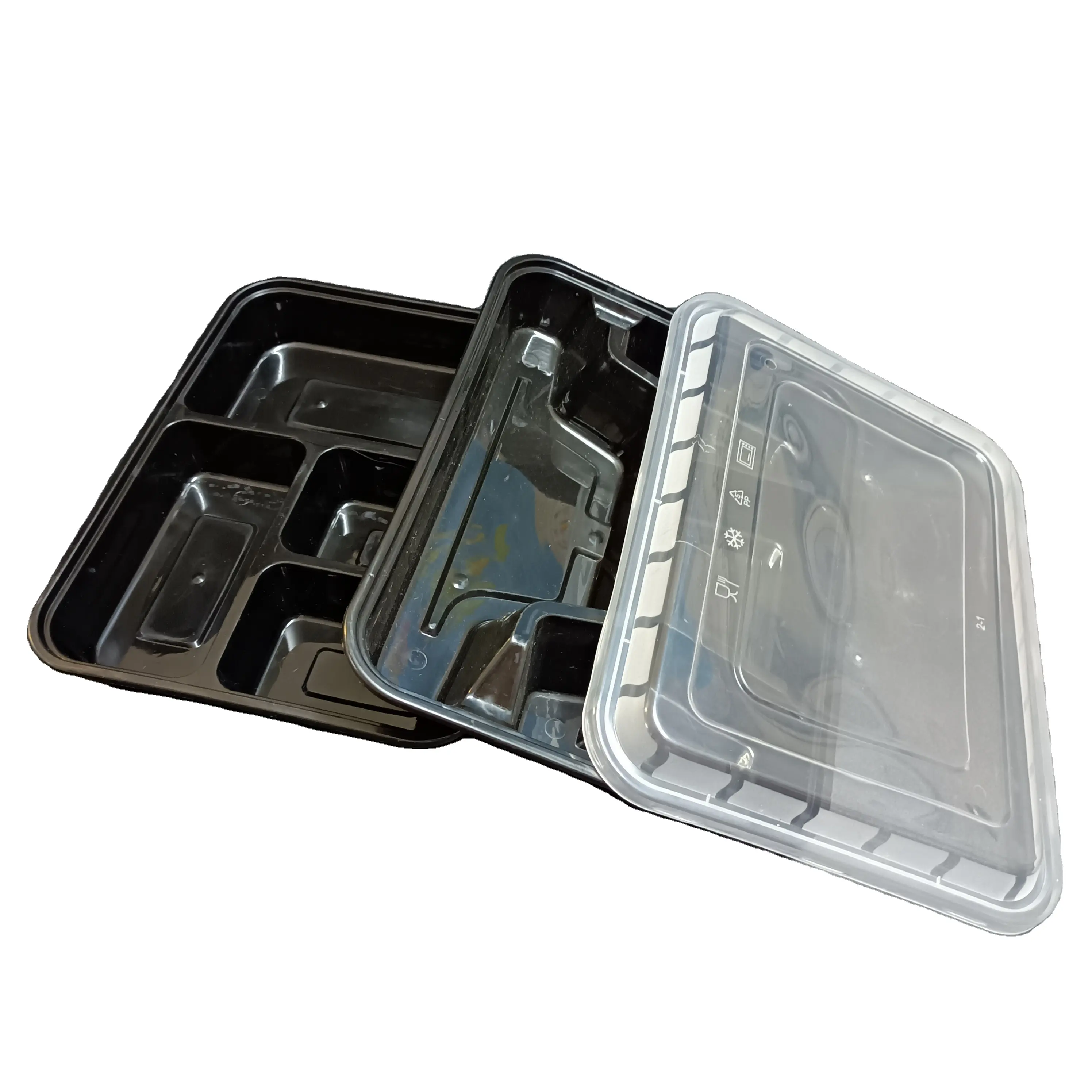 SP1558 لمرة واحدة الميكروويف Pp صندوق طعام بلاستيكي للمنتجات الجاهزة 4 أقسام للتخزين صناديق بنتو مع غطاء