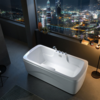 Baignoire d'angle autoportante élégante en acrylique blanc avec fonction de trempage portable pour salle de bain d'hôtel