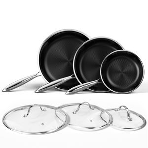 Ustensiles de cuisine en métal à trois couches en acier inoxydable et poêle à frire antiadhésive avec revêtement céramique, design nid d'abeille, best-seller - Product Image 4