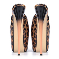 Sandales transparentes léopard 19 cm pour filles, sexy et tendance, légères, confortables, à plateforme et talon très haut, idéales pour l'été