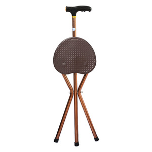 Bastón con asiento para personas mayores, bastón con asiento para personas mayores, retráctil, con luz, multifuncional, ligero, de cuatro patas - Product Image 1