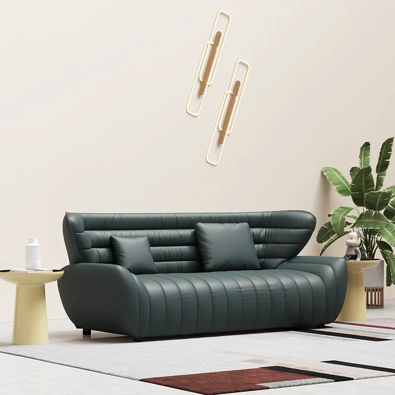 Italienische Luxus couch Wohnzimmer Sofa Möbel gebogen Eitelkeit Leder Sofa Set