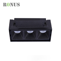 Plafonnier 3w noir 3 Bulb 9W Square Grille Spot Linear Light COB Trimless Spot LED encastré