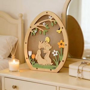 Adorno de Madera Ecológico con Diseño de Conejito en Bicicleta, Impreso en <span class=keywords><strong>3D</strong></span>, para Decoración del Hogar, Pascua - Product Image 1