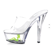 Nouvelles sandales à talons aiguilles transparentes en cristal de 15 cm, style mode, pour pole dance, club, grandes tailles, pour femmes, été