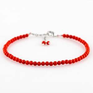 Bracelet en perles de corail rouge naturel 3 mm 8 pouces, chaîne ancre unisexe, bijou en pierre précieuse de guérison, cadeau - Product Image 2