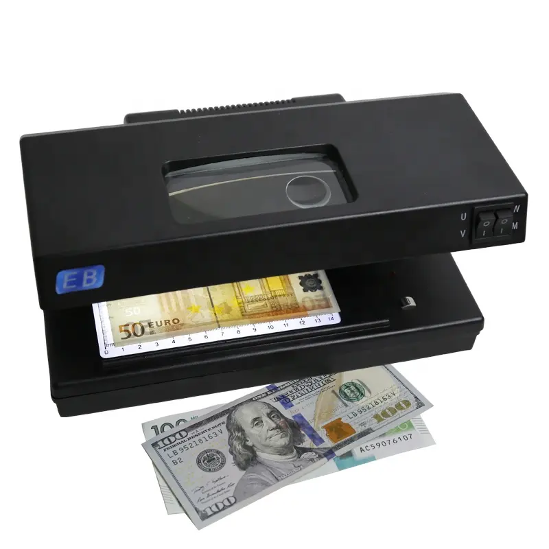 DC-106 LED Money Cash US Dollar Checker Money Detector Machines with UV fake money detector with LED UV lamp