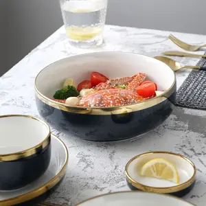 Ramen-cuenco de porcelana de estilo nórdico para el hogar, vajilla personalizada para fiesta, hotel, bajo glaseado