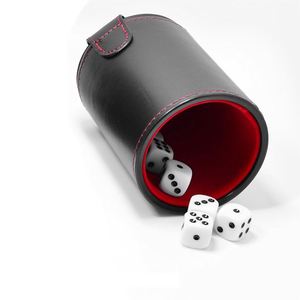 PU Leather Dice <b>Cup</b> for Board Games Felt Lined Professional Dice <b>Cup</b> Quiet <b>Shaker</b> <b>Cups</b> with Lid Includes 6 Dot Dice - Product Image 3