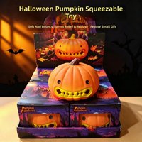 Lot en gros de jouets à presser réalistes en forme de citrouille d'Halloween (Jack-o'-lantern) pour cadeaux de fête, récompenses de classe et vente en gros pour enfants
