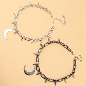 Collar con colgante de luna negra de aleación de zinc, estilo punk, cadena para clavícula, para mujer, joyería para fiestas. - Product Image 3