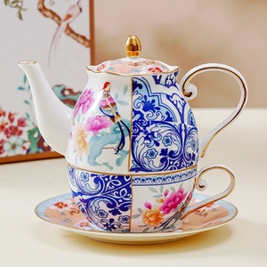 Zarif Lüks İngiliz Öğleden Sonra Çayı Servis Seti Vintage Ev Tipi Çevre Dostu Kemik Çini Kahve Fincanı Tabağı Çaydanlık Hausweet TP-0021 - Product Image 5