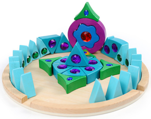 Set blok bangunan pelangi akrilik Puzzle edukasi sensoris aman Logo dapat dikustomisasi permainan konstruksi penumpuk pelangi kayu - Product Image 2