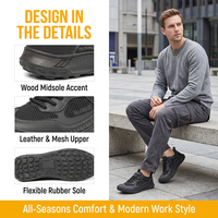 Zapatos de Trabajo Ligeros de Cuero Genuino con Malla Transpirable, Suela de Goma, Zapatillas Casuales para Hombre