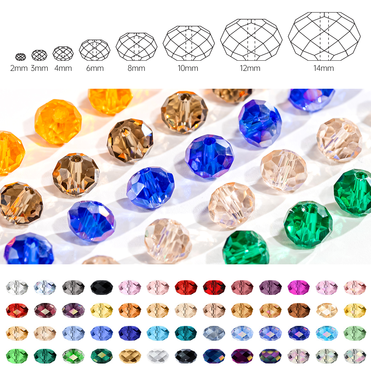 QIAO Crystal Lampwork & Glass Loose Beads 0.8-12mm Jewelry Making DIY Bracelet Earring Bag Beads Wholesale Bulk