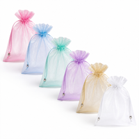 Sac à cordon en organza avec logo personnalisé, pochette à bijoux transparente de haute qualité pour les cadeaux de mariage, les cosmétiques, l'emballage de cadeaux, vente en gros