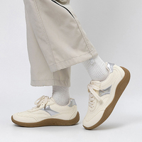 Baskets GAT Argent Beige pour Hommes, Semelle en Caoutchouc de 3,5 cm, Respirantes, Style Rétro Décontracté, Chaussures de Skateboard, Fabrication OEM, Stock Prêt à Expédier