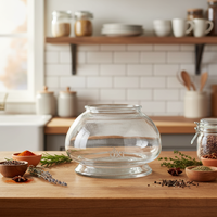 Pot en verre rond transparent personnalisable avec large ouverture pour aliments pour bébés, huile d'olive, miel (étiquette prête à l'emploi)