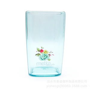 <strong>Metka</strong> Square Plastic Cup With Flower Pattern For Drinking Water And Gifts - Product Image 1