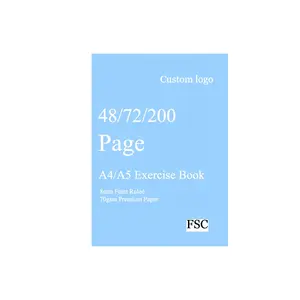 사용자 정의 72 200 페이지 a4 a5 스테이플 학교 학생 연습 책 50 시트 가나 학교