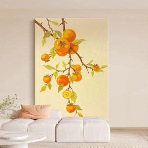 Creamy Persimmon Branches <b>Fruit</b> Landscape Hand Painted Oil <b>Painting</b> 60x90cm No Frame Modern Minimalist Living Room Decor - Product Image 3