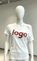 T-shirt pour femme imprimé à manches courtes et col rond, coupe ajustée, respirant, style streetwear, avec logo personnalisé, mélange Spandex/Modal/Coton
