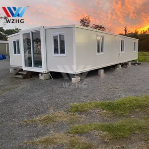 20ft Bekleding Glazen Cabine Kamer Aluminium Glazen Kamer Beton Een Type Strand Een Slaapkamer Prefab Huis Met Zonnepaneel Reünie